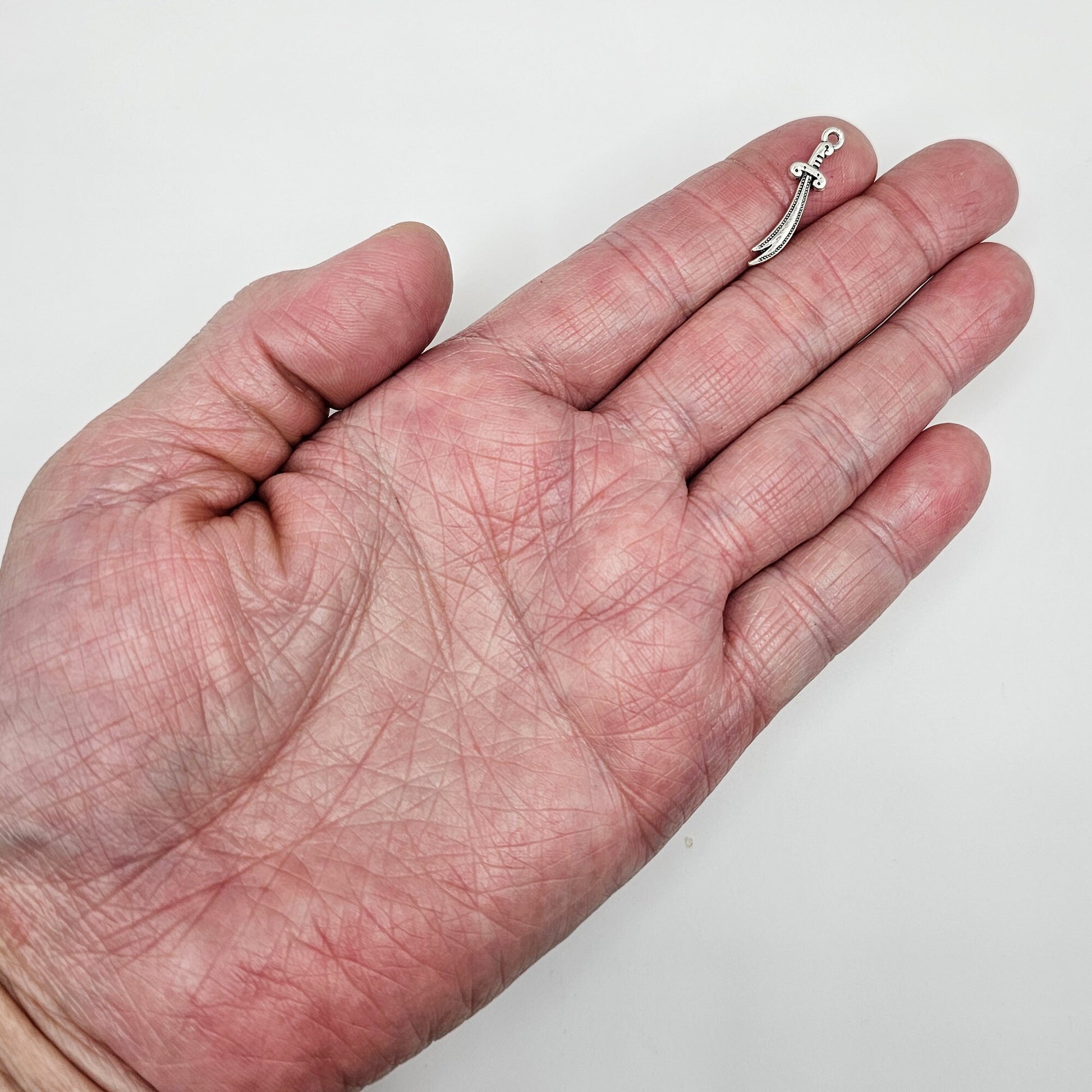 10/25/50 Pcs Medieval Dagger Sword Silver Tone Charm, Charms #CM048