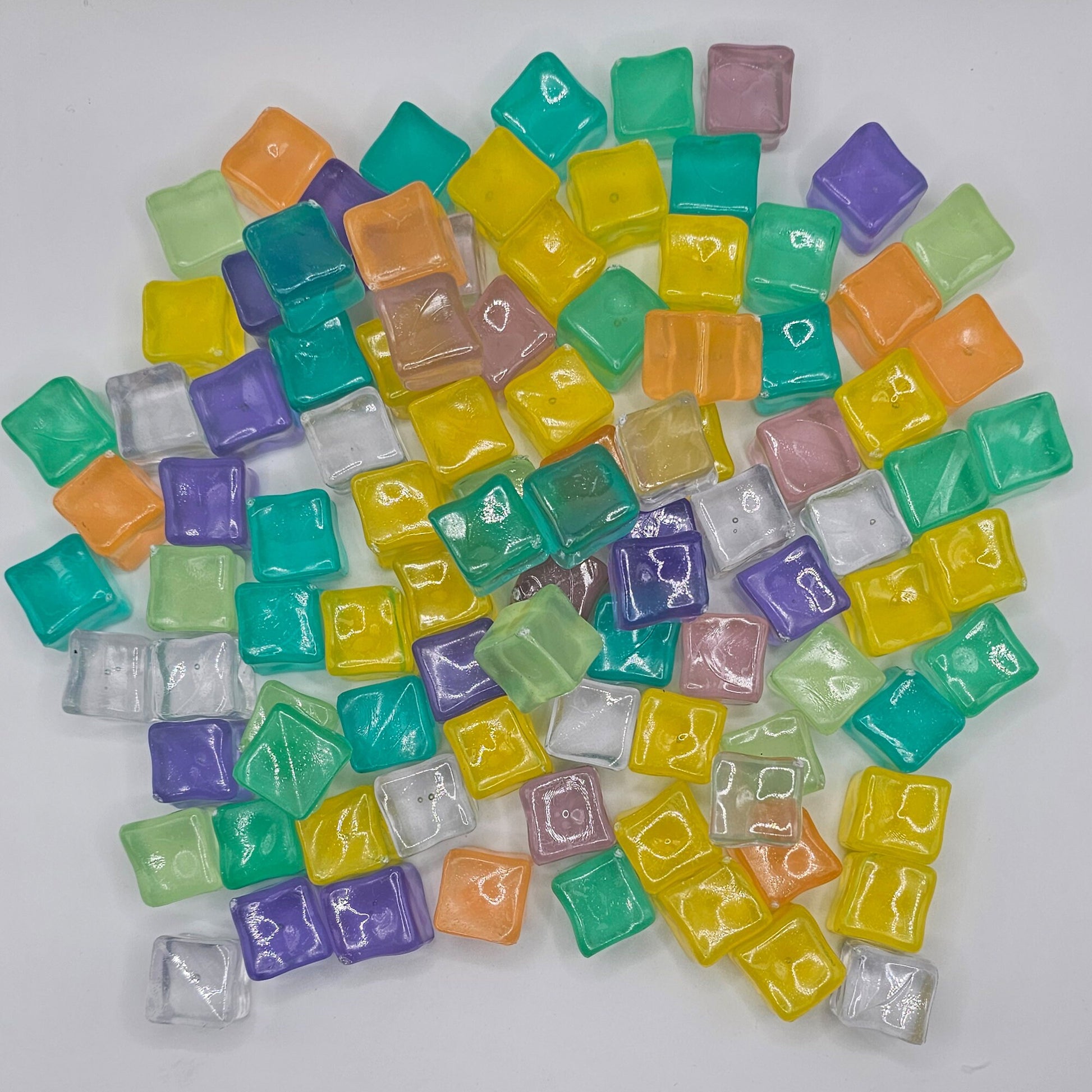 6/15 Pcs Glow in the Dark Multi Color Ice Cube Chunks, Fluorescent Acrylic Blocks, Faux Ice Cubes, Cabochons #CAB122