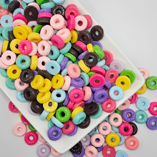 10/30/50 Pcs Kawaii Fruit Loop Cereal Cabochons Imitation Fake Food Cabochons, Faux Food Flat Back Cabochon, #CAB129