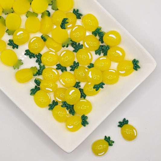 5/10/25 Pcs Transparent Color Pineapple Resin Flat Back Cabochons, Fruits Cabochon #CAB134