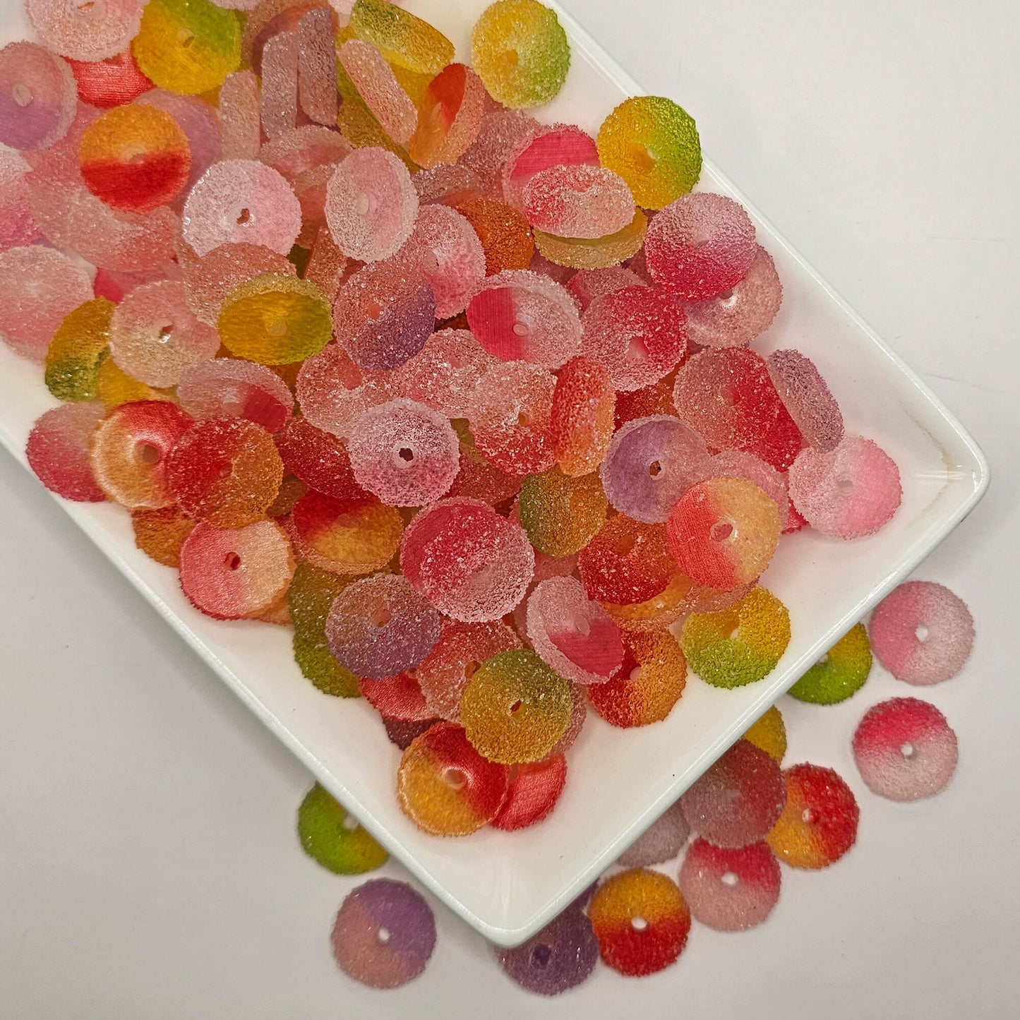 10 Pcs Assorted Translucent Sugar Candy Jelly Candy Kawaii Resin Flack Back Cabochons, #CAB140