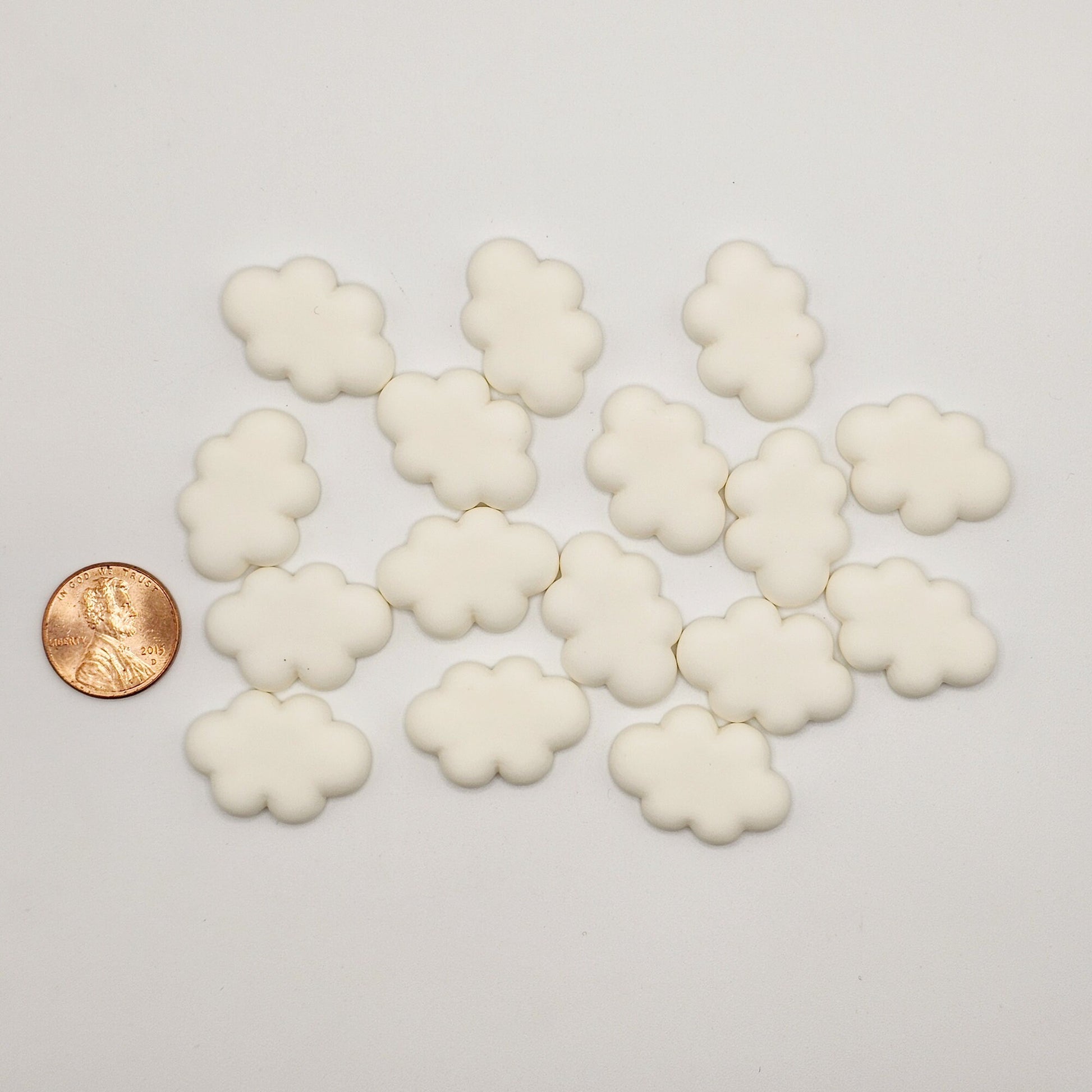 5/10/25 White/Blue Cloud Cabochons 3D Puffy Fluffy Kawaii Cloud 25mmx 17mm #CAB 144