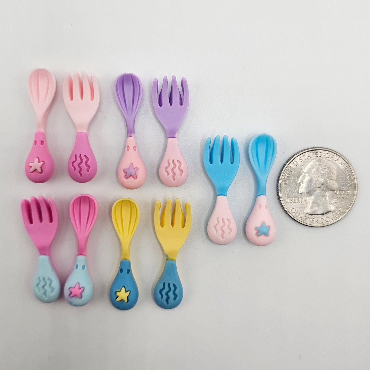 2/5/10 Sets Cutlery Cabochon Resin Flat Back Miniature Kawaii Knife Spoon Cabochons #CAB145