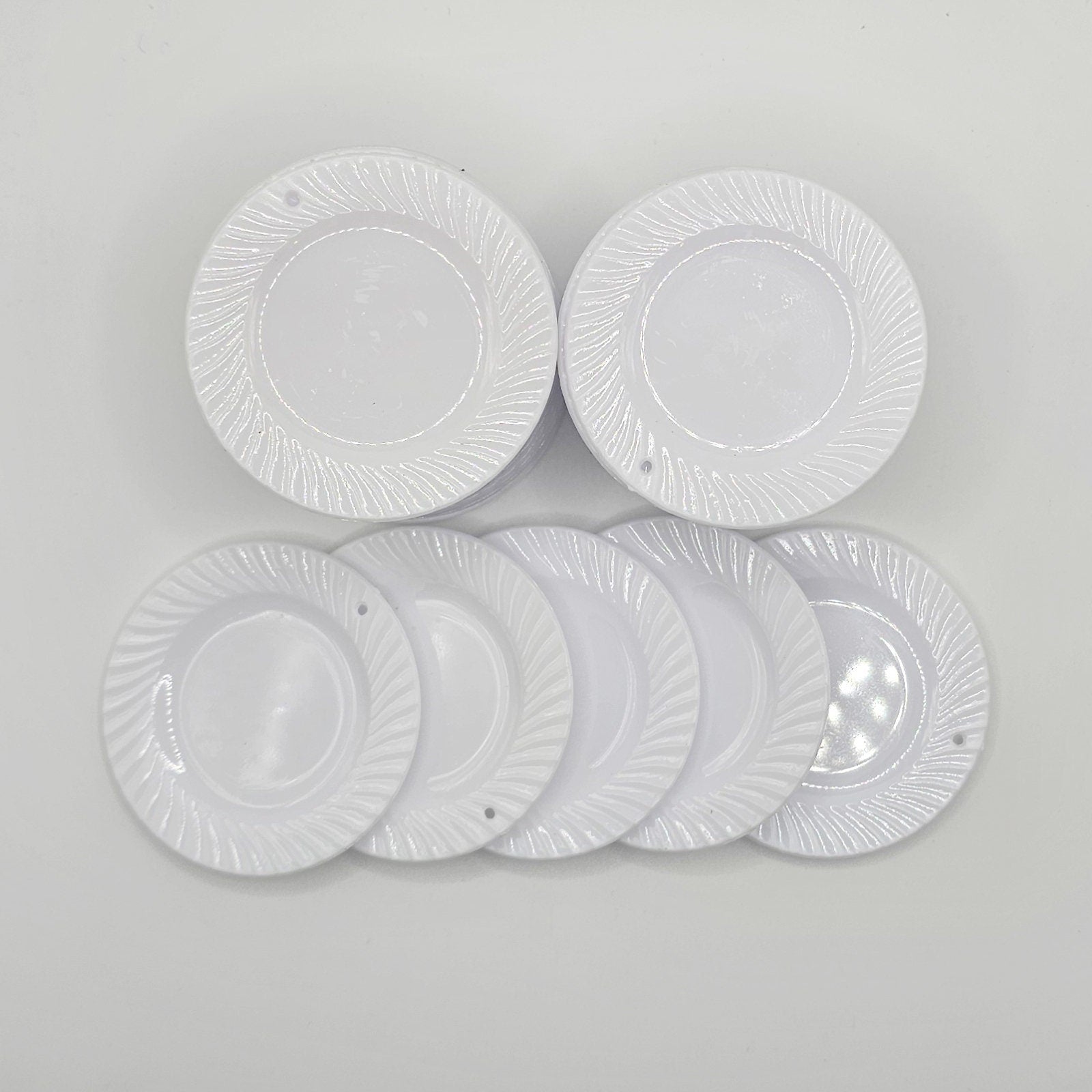 5/10/25 Pcs Miniature Plastic Plate Fake Food Dollhouse Plate with Hole DIY Projects #CAB145-A