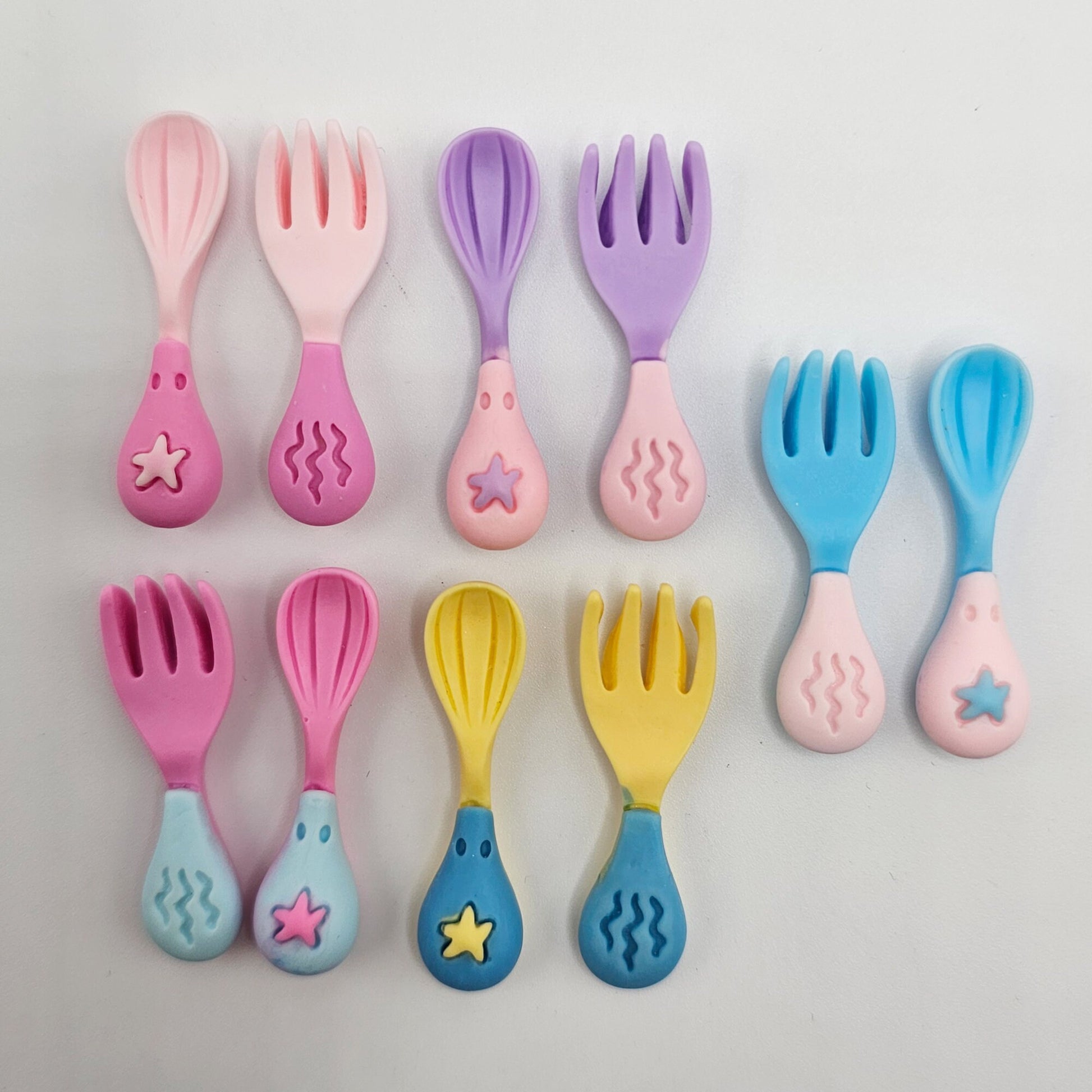 2/5/10 Sets Cutlery Cabochon Resin Flat Back Miniature Kawaii Knife Spoon Cabochons #CAB145