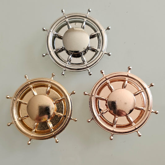 3/10 Pcs Ship Boat Wheel Metal Spinner Nautical Ship Steering Helm with Double Sided Tape