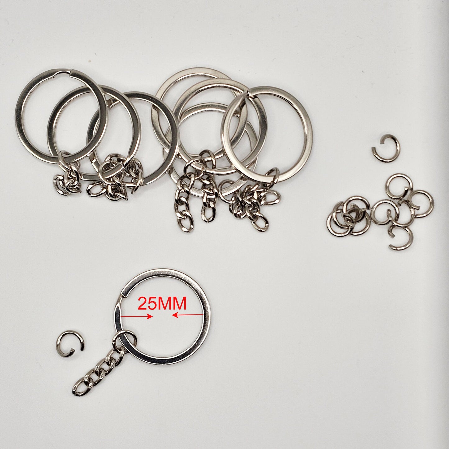 5/25/50 Pcs Key Chain Rings, Stainless Steel Starter Chain Base, Split Ring