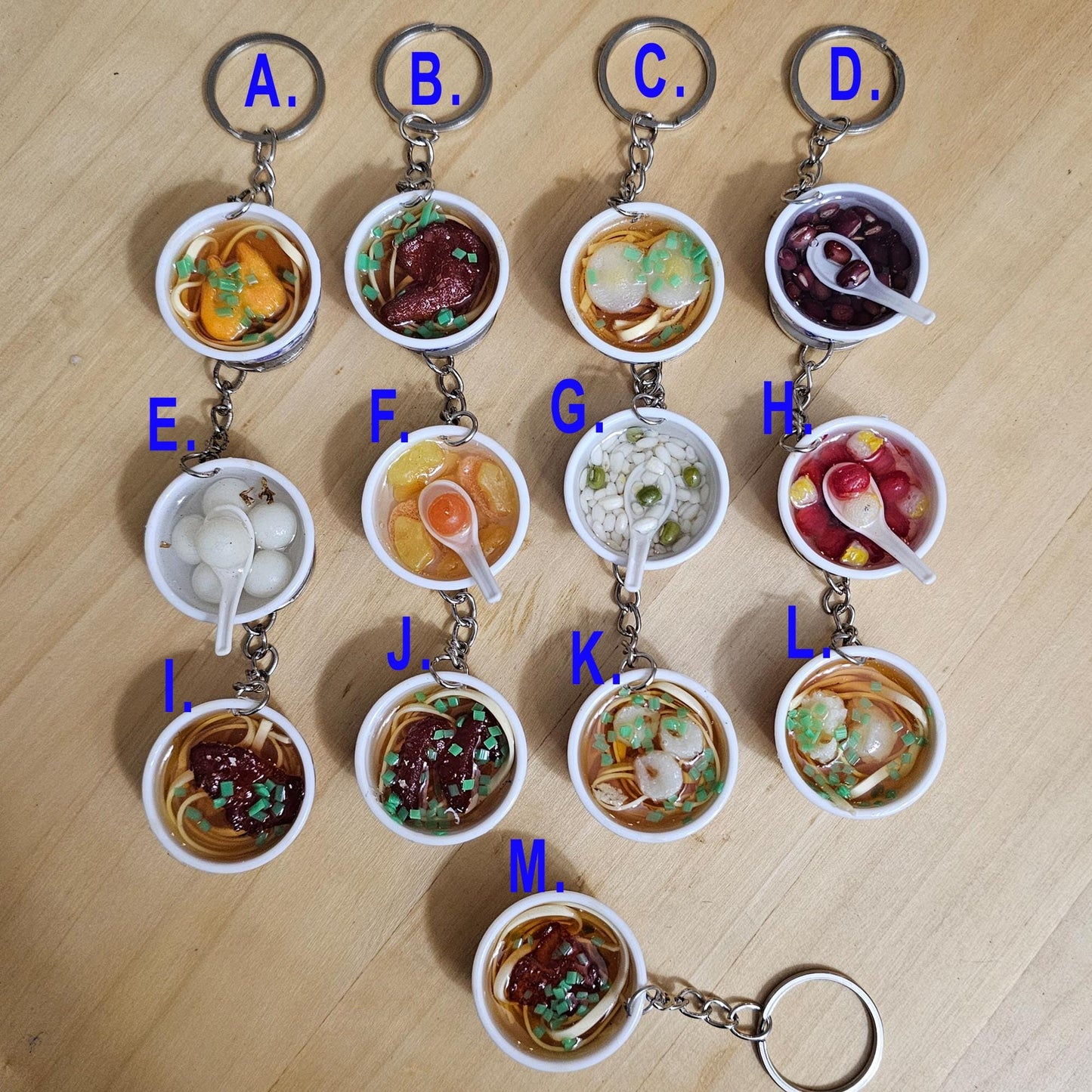 Ramen Noodle Dessert Miniature Bowl Charms Keychain Key Ring Charm