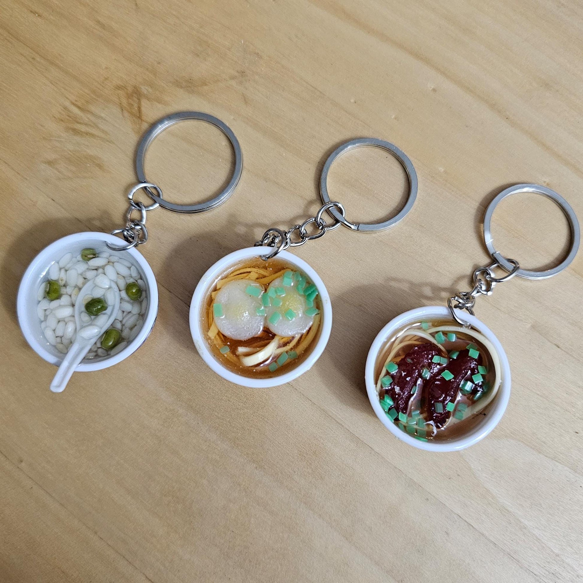 Ramen Noodle Dessert Miniature Bowl Charms Keychain Key Ring Charm