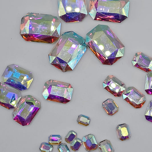 Rectangle Pointed Back Gems Jewels AB Crystal Rhinestone 6x8mm 8x10mm 10x14mm 13x18mm 18x25mm