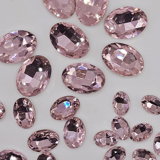 Oval Pointed Back Gems Jewels Pink Rhinestone 10x14mm 13x18mm 18x25mm