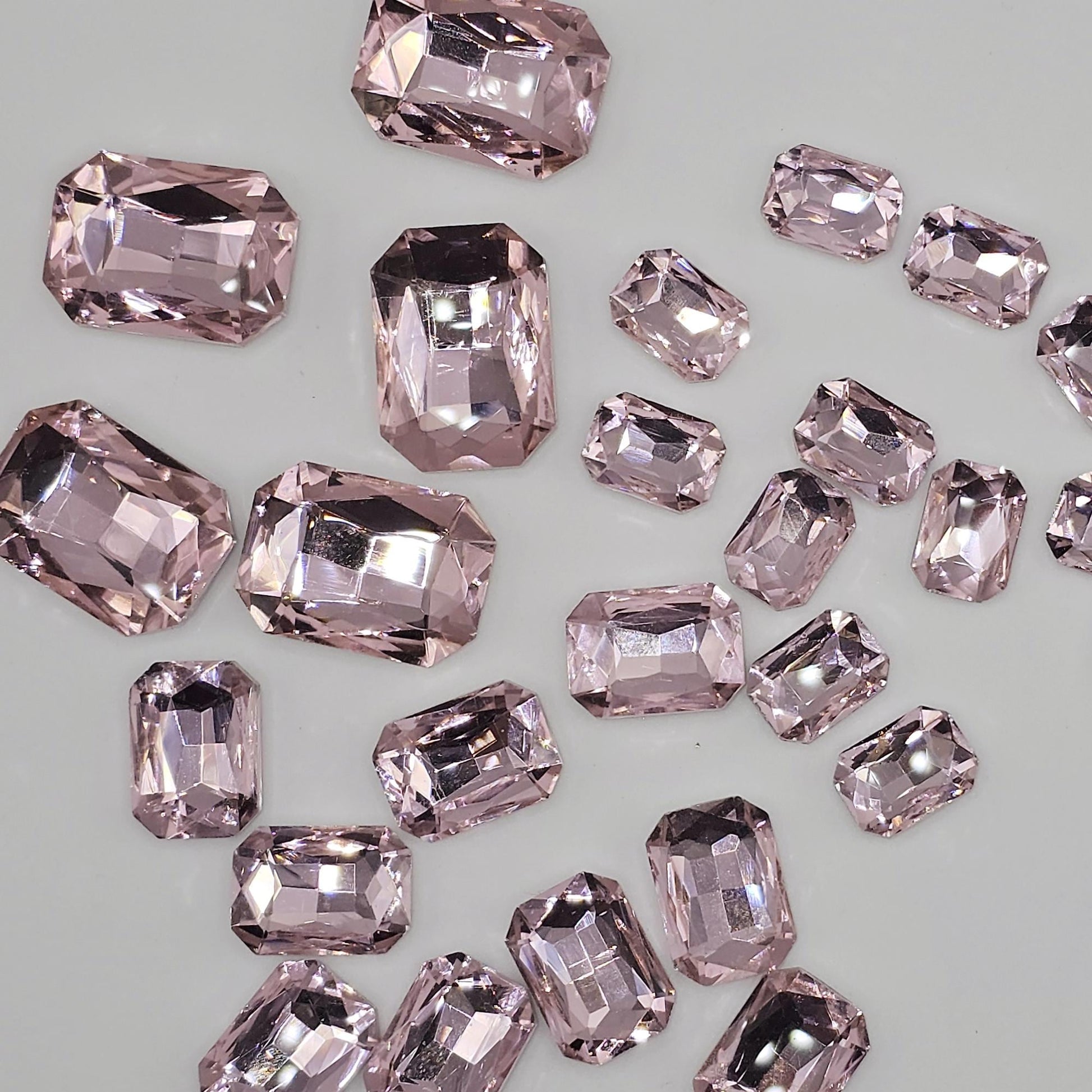 Rectangle Pointed Back Gems Jewels Pink Rhinestone 10x14mm 13x18mm 18x25mm