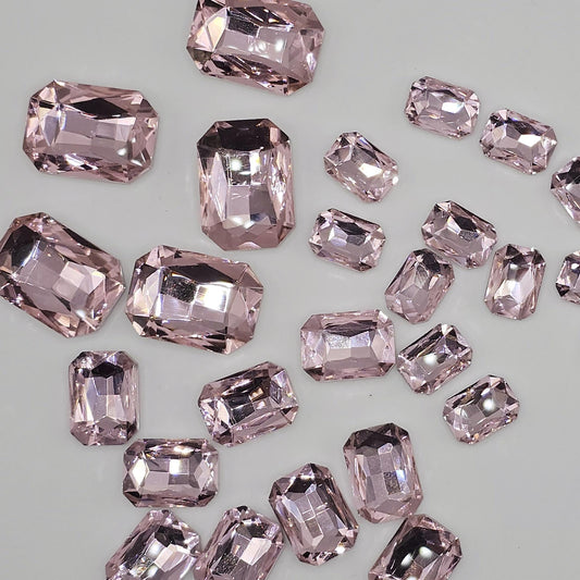 Rectangle Pointed Back Gems Jewels Pink Rhinestone 10x14mm 13x18mm 18x25mm