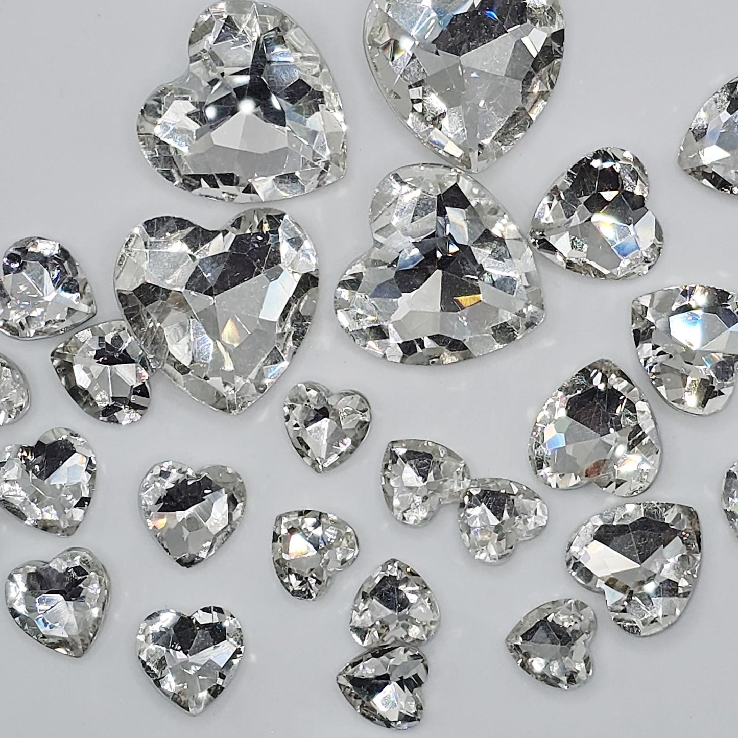 Heart Pointed Back Gems Jewels Crystal Clear Rhinestone 12mm 14mm 18mm 27mm