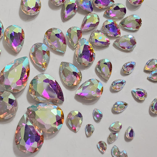 Teardrop Pointed Back Gems Jewels AB Crystal Rhinestone 6x8mm 8x10mm 10x14mm 13x18mm 18x25mm
