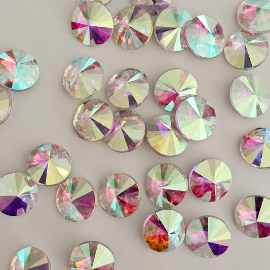 Cone Round Pointed Back Gems Jewels AB Crystal Rhinestone 10mm 12mm 14mm 16mm