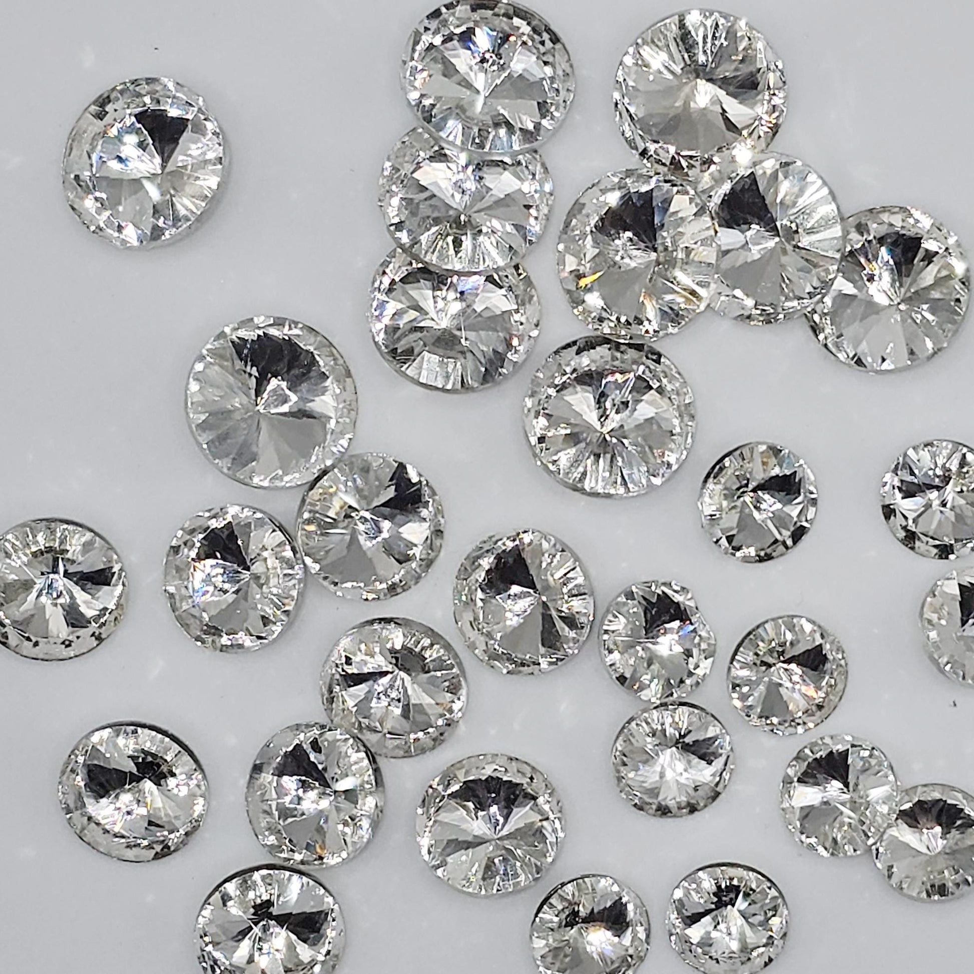 Cone Round Pointed Back Gems Jewels Crystal Clear Rhinestone 10mm 12mm 14mm 16mm