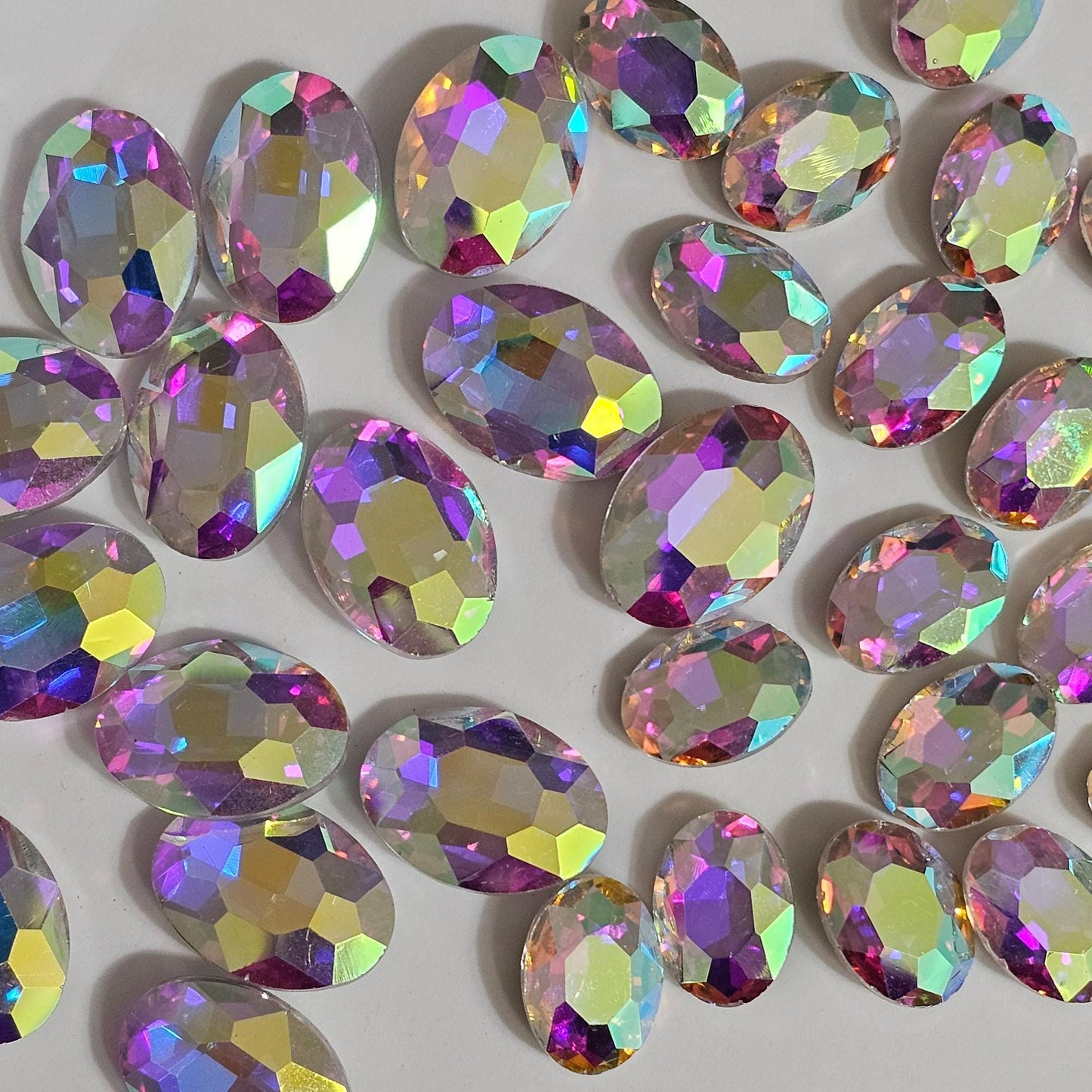 Oval Pointed Back Gems Jewels AB Crystal Rhinestone 10x14mm 13x18mm