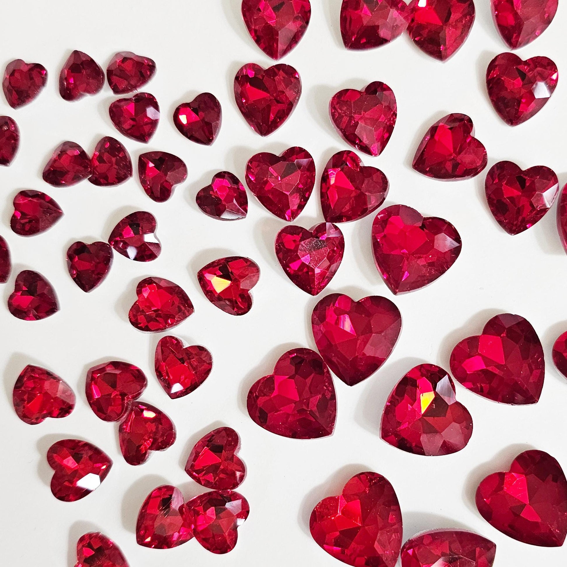 Heart Pointed Back Gems Jewels Red Rhinestone 10mm 12mm 14mm 18mm