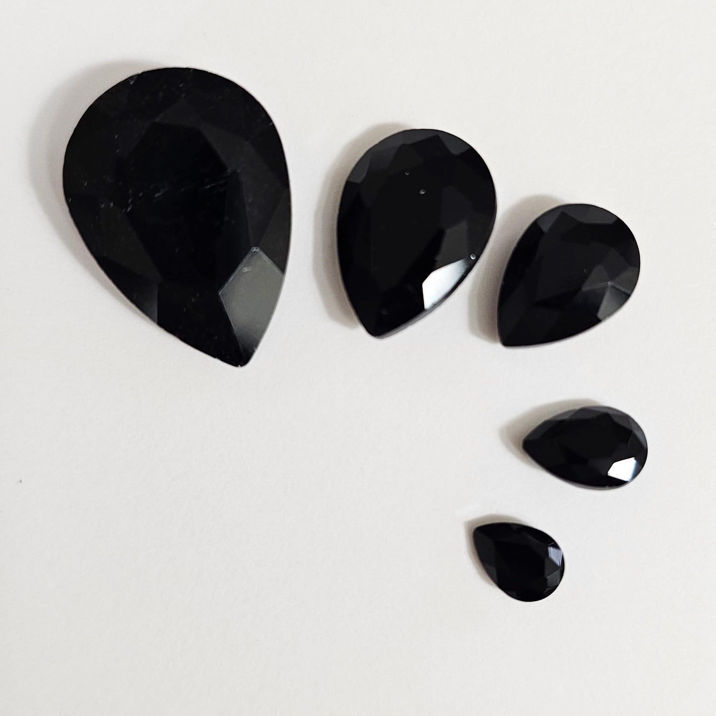 Teardrop Pointed Back Gems Jewels Opaque Black Rhinestone 6x8mm 8x10mm 10x14mm 13x18mm 18x25mm