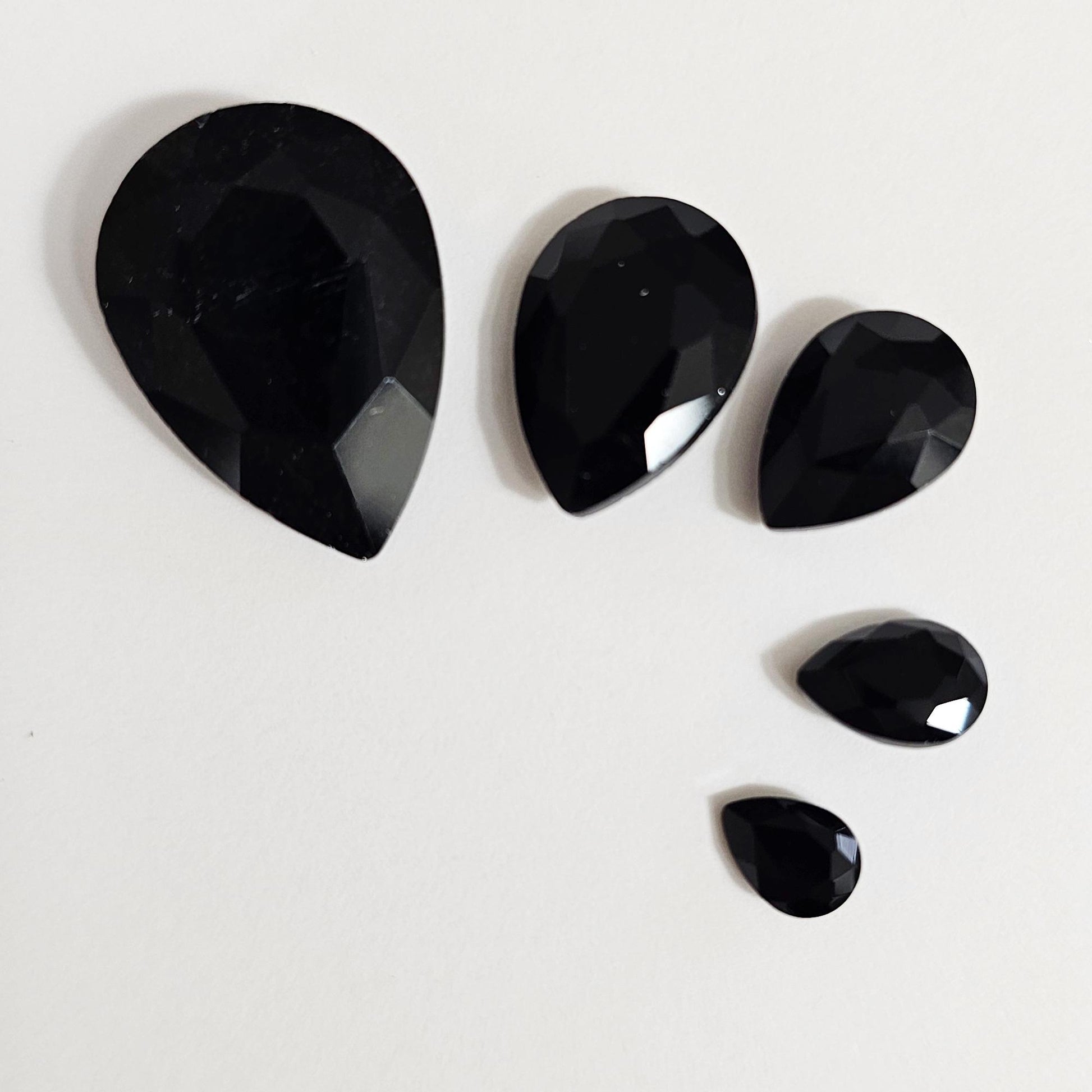 Teardrop Pointed Back Gems Jewels Opaque Black Rhinestone 6x8mm 8x10mm 10x14mm 13x18mm 18x25mm