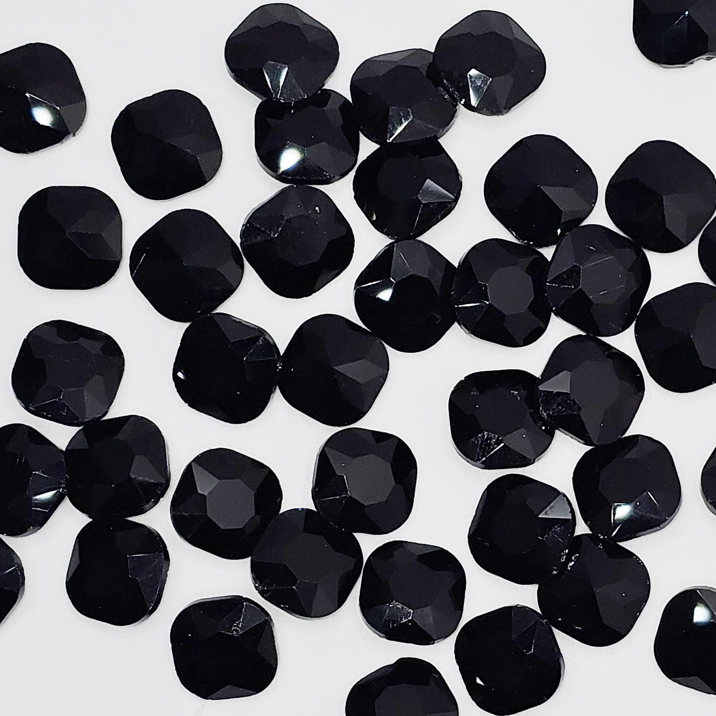 20 pcs Square Pointed Back Gems Jewels Opaque Black Rhinestone 12mm