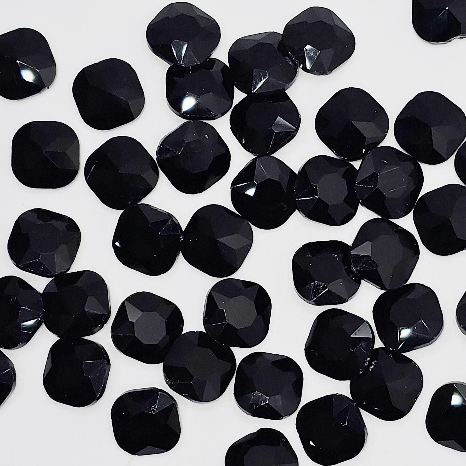 20 pcs Square Pointed Back Gems Jewels Opaque Black Rhinestone 12mm
