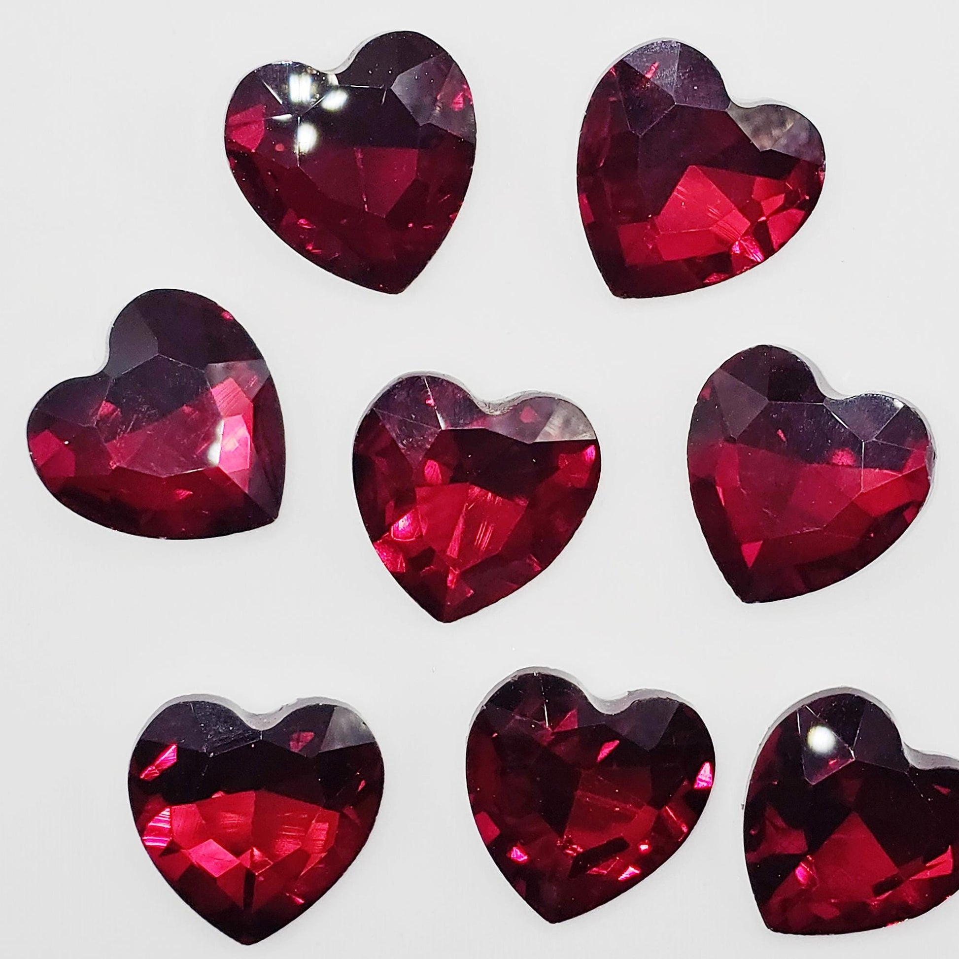 10 Pcs Heart Pointed Back Gems Jewels Dark Red Rhinestone 27mm