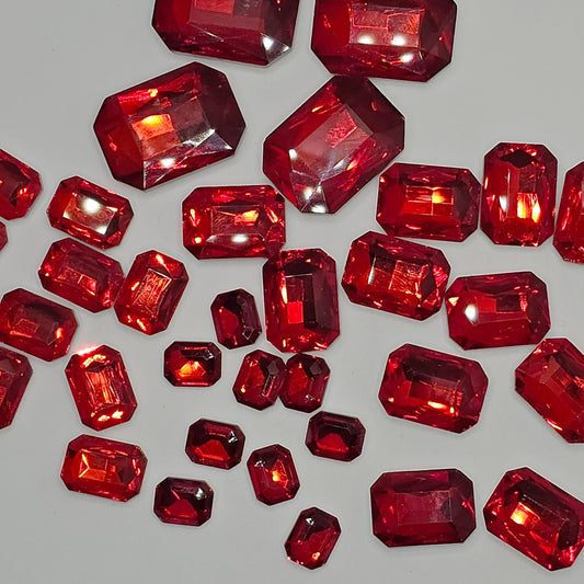 Rectangle Pointed Back Gems Jewels Red Rhinestone 6x8mm 8x10mm 10x14mm 13x18mm 18x25mm