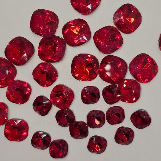 Square Pointed Back Gems Jewels Red Rhinestone 8mm 10mm 12mm