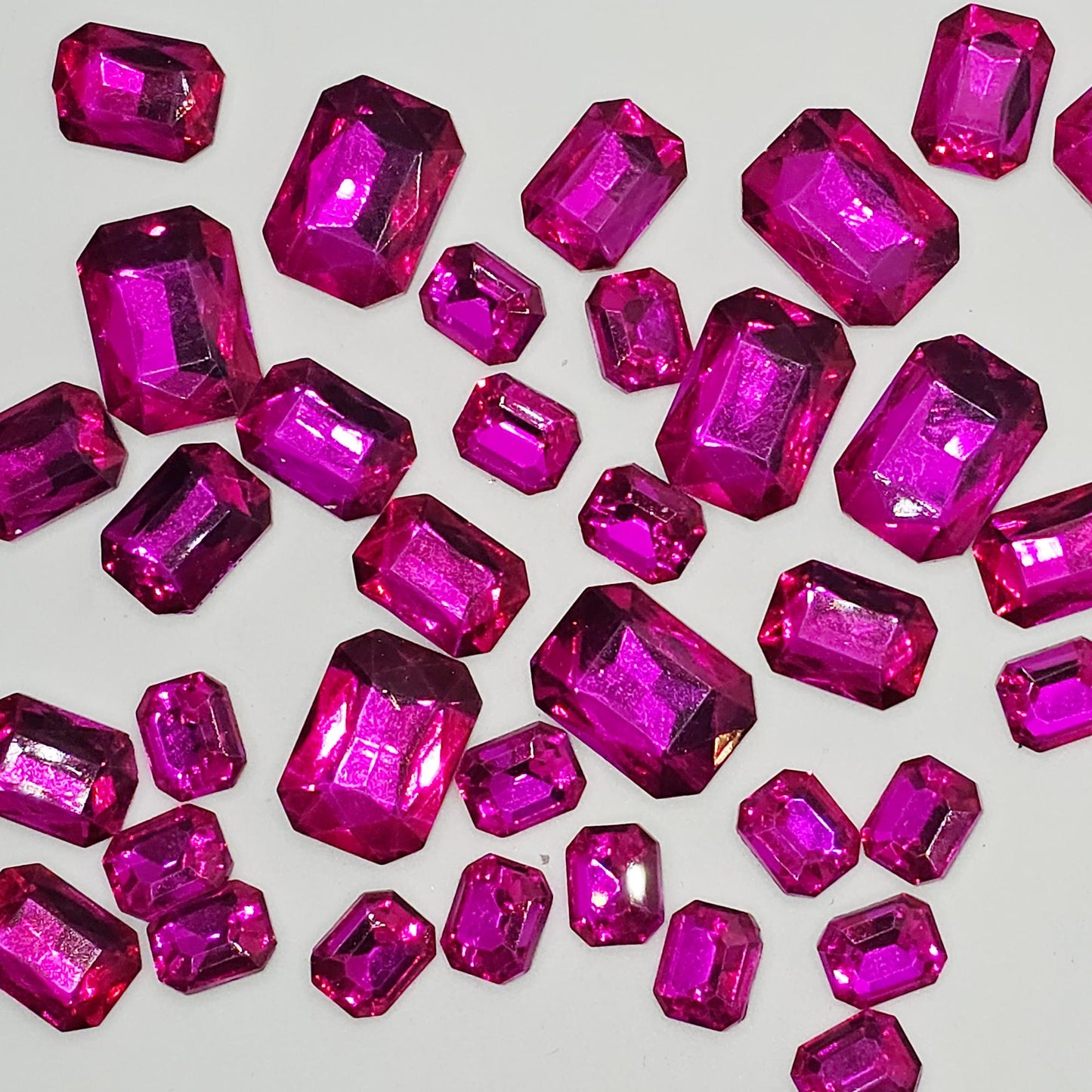 Rectangle Pointed Back Gems Jewels Hot Pink Rhinestone 6x8mm 8x10mm 10x14mm 13x18mm 18x25mm