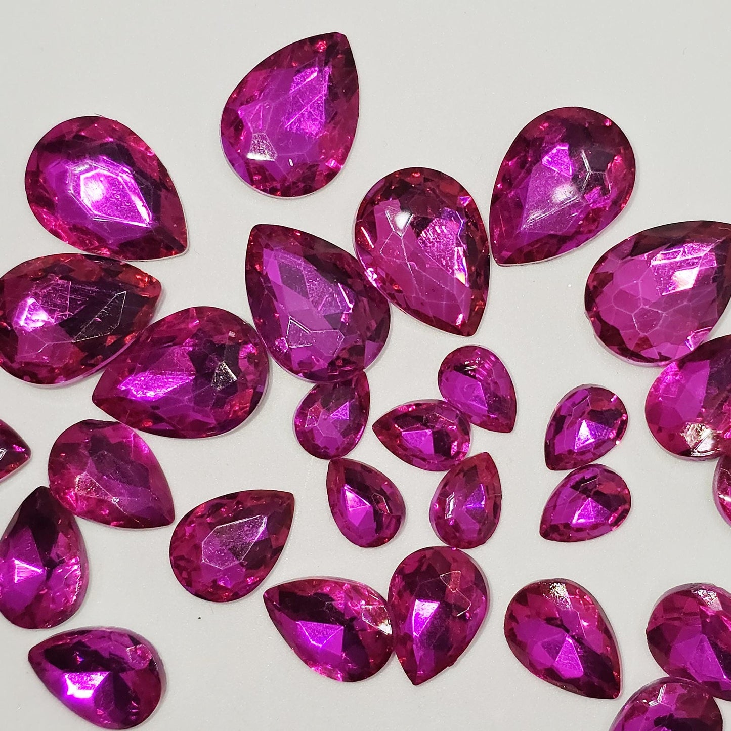 Teardrop Pointed Back Gems Jewels Hot Pink Rhinestone 6x8mm 8x10mm 10x14mm 13x18mm 18x25mm