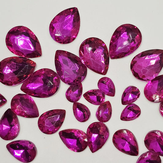 Teardrop Pointed Back Gems Jewels Hot Pink Rhinestone 6x8mm 8x10mm 10x14mm 13x18mm 18x25mm