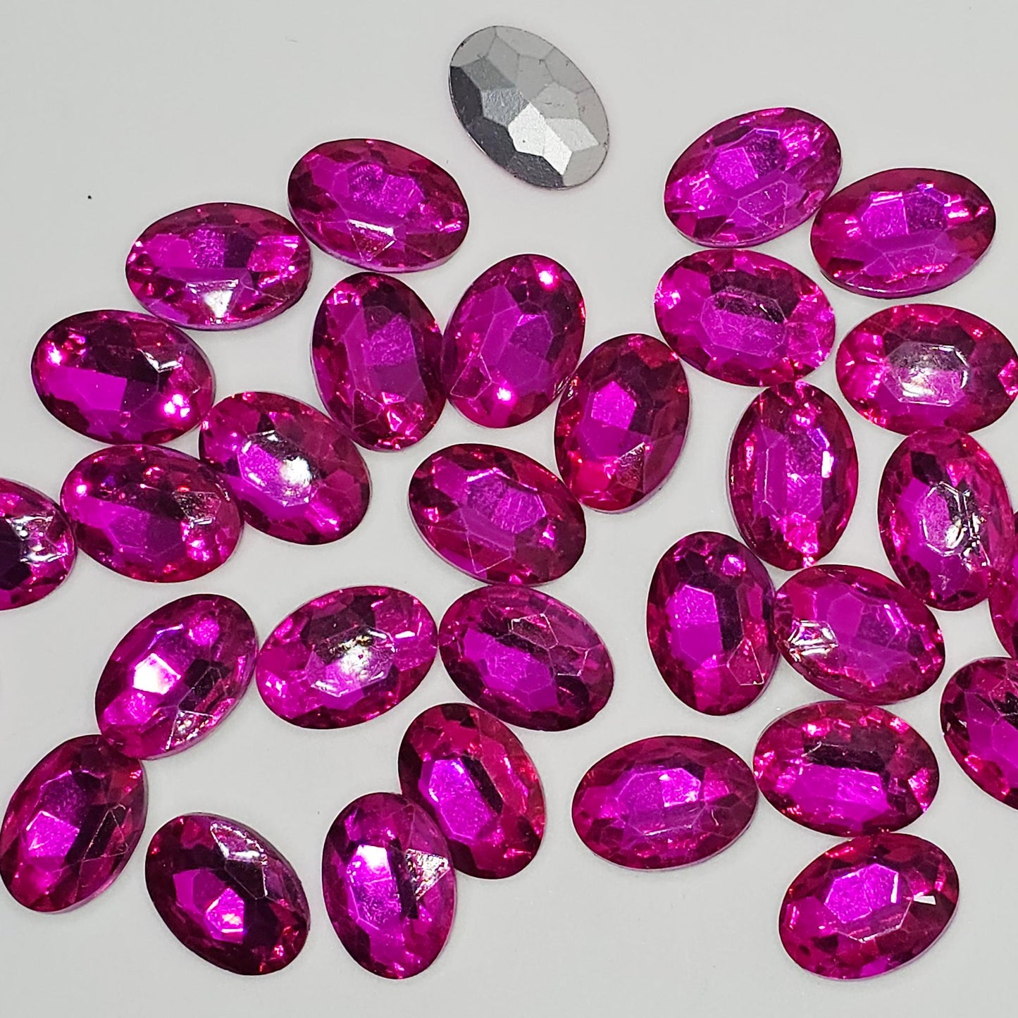 Oval Pointed Back Gems Jewels Hot Pink Rhinestone 10x14mm 13x18mm