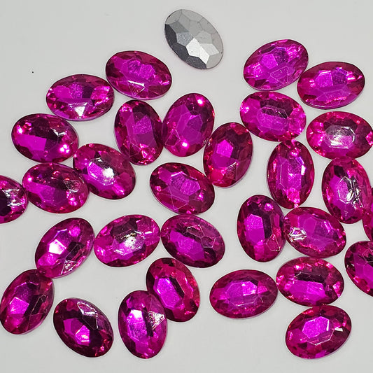 Oval Pointed Back Gems Jewels Hot Pink Rhinestone 10x14mm 13x18mm