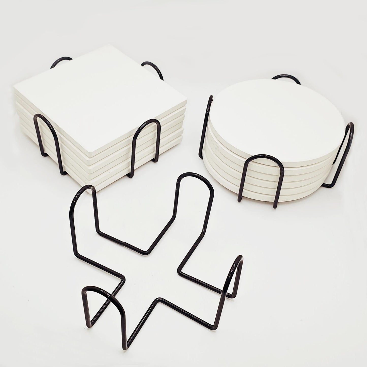 Coaster Holder Black Wire Metal Coaster Stand