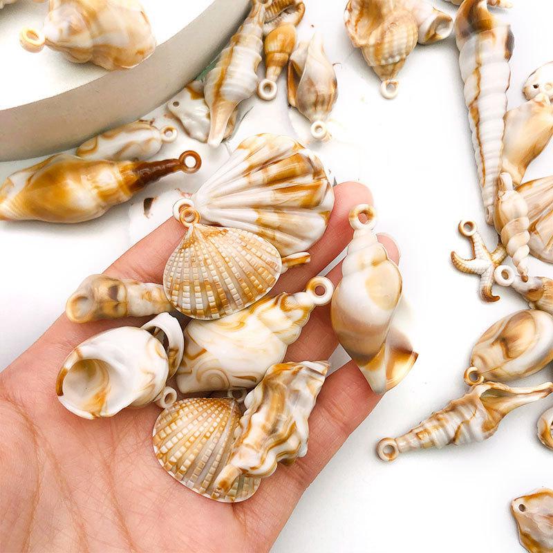 20/50 Pcs Acrylic Seashell Charms Starfish Conch Cowrie Pendants Ocean Sea Charm, Charms #CM101