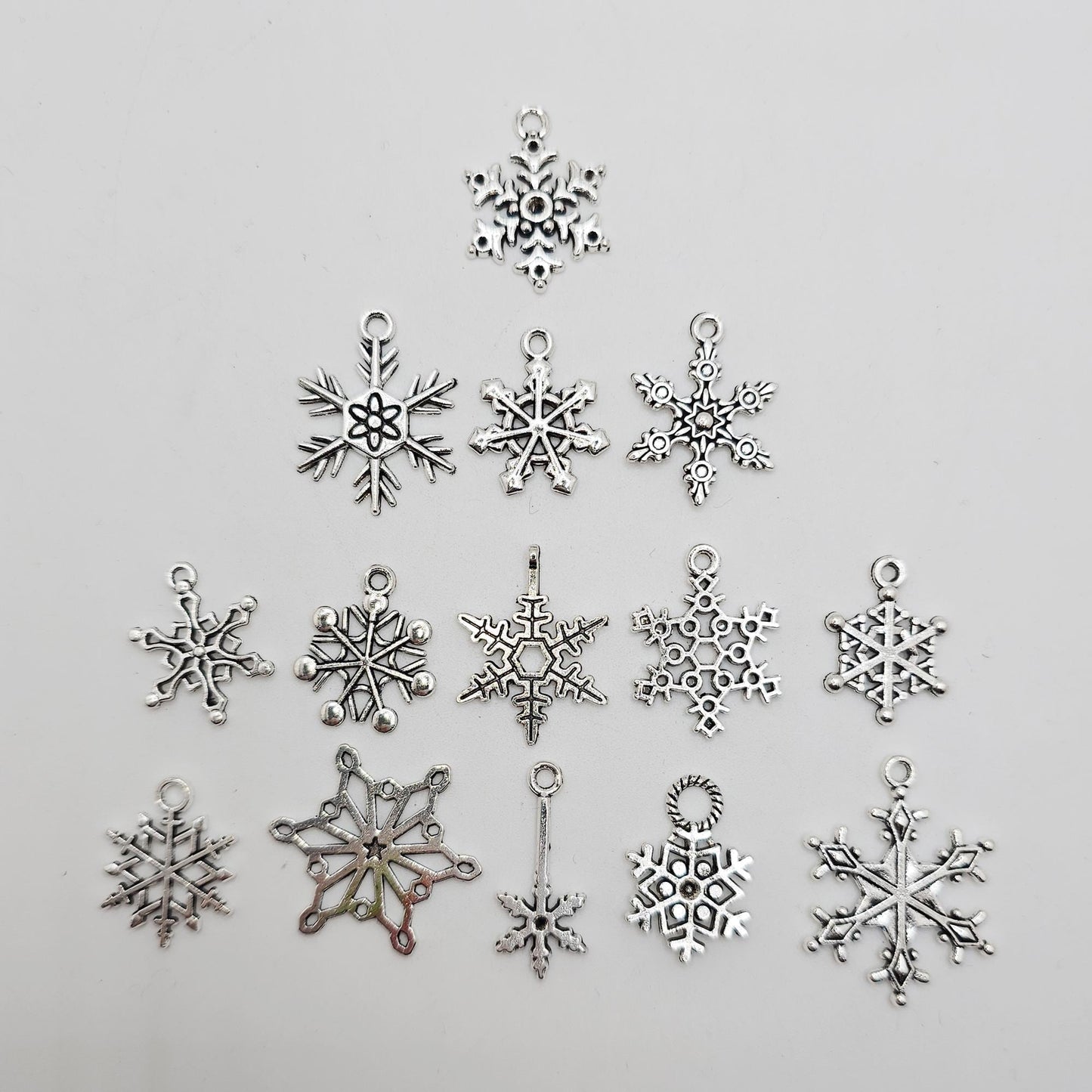 14 Pcs Mixed Silver Tone Snowflakes Charm, Charms #CM103