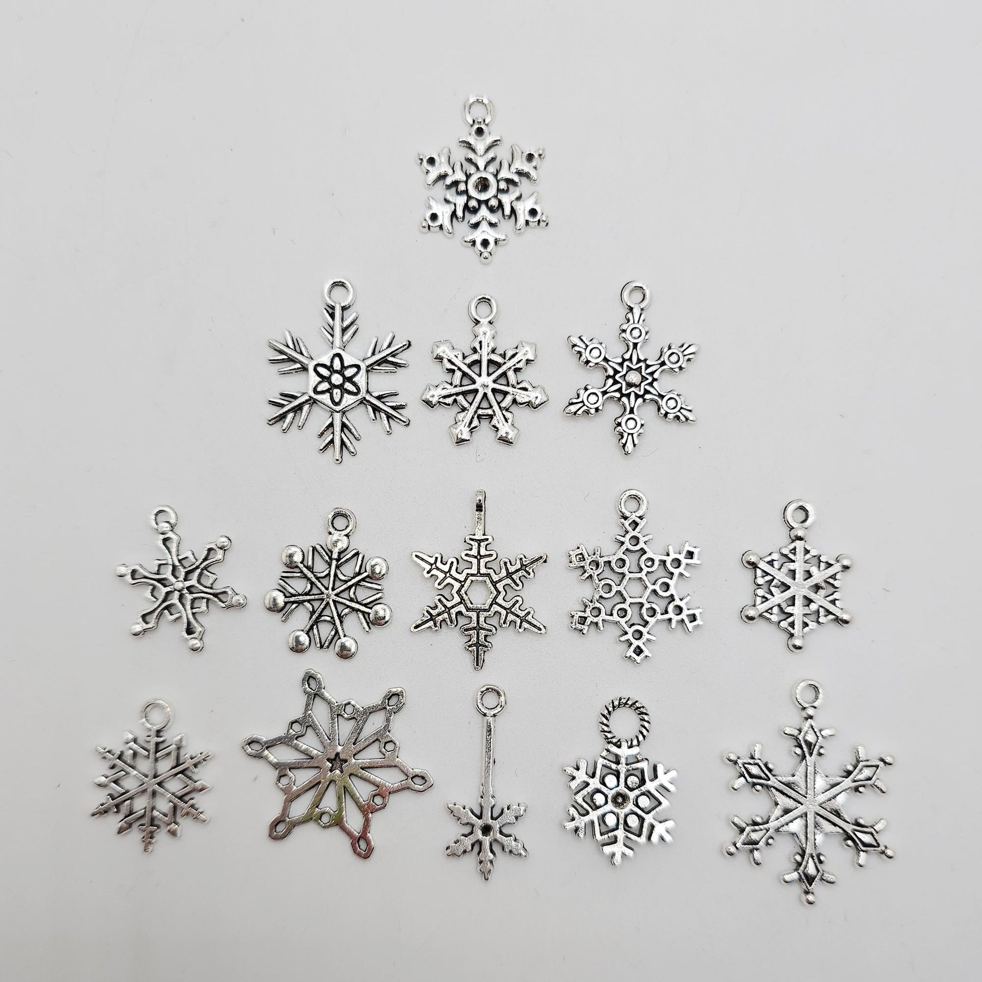 14 Pcs Mixed Silver Tone Snowflakes Charm, Charms #CM103