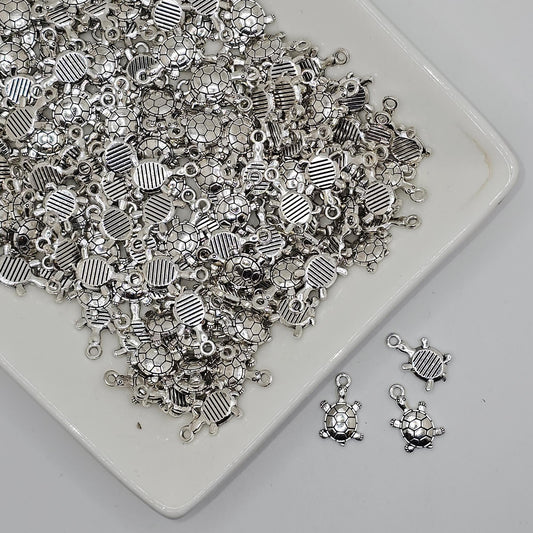 10/25/50 Pcs Turtle Flatback Silver Tone Charms, Pendant Charm #CM105