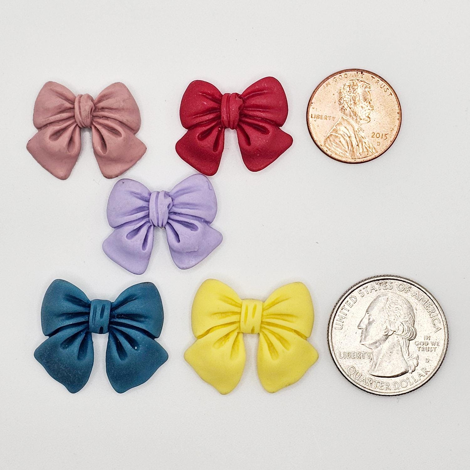 4/10/25 Pcs Matte Finished Bow Embellishments Resin Flat Back Cabochon #CAB148