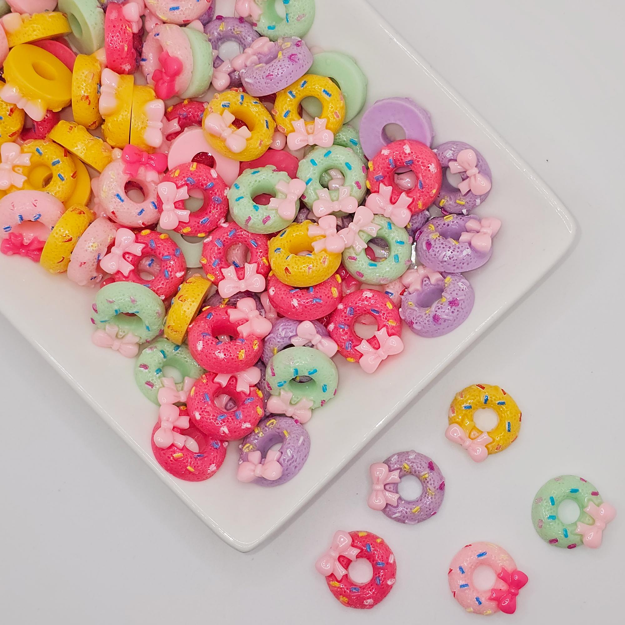 5/20 Pcs Sprinkles Candy Color Bow Donuts Cabochons Resin Flatback Cabochon Embellishment #CAB139