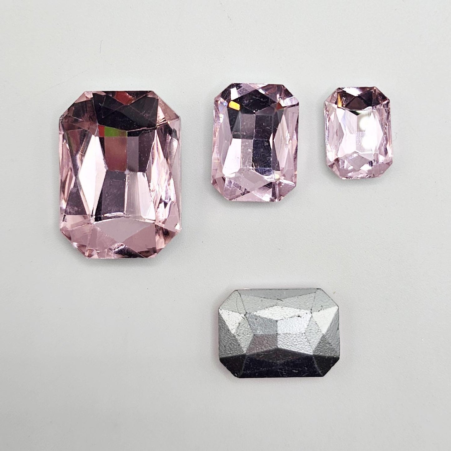 Rectangle Pointed Back Gems Jewels Pink Rhinestone 10x14mm 13x18mm 18x25mm