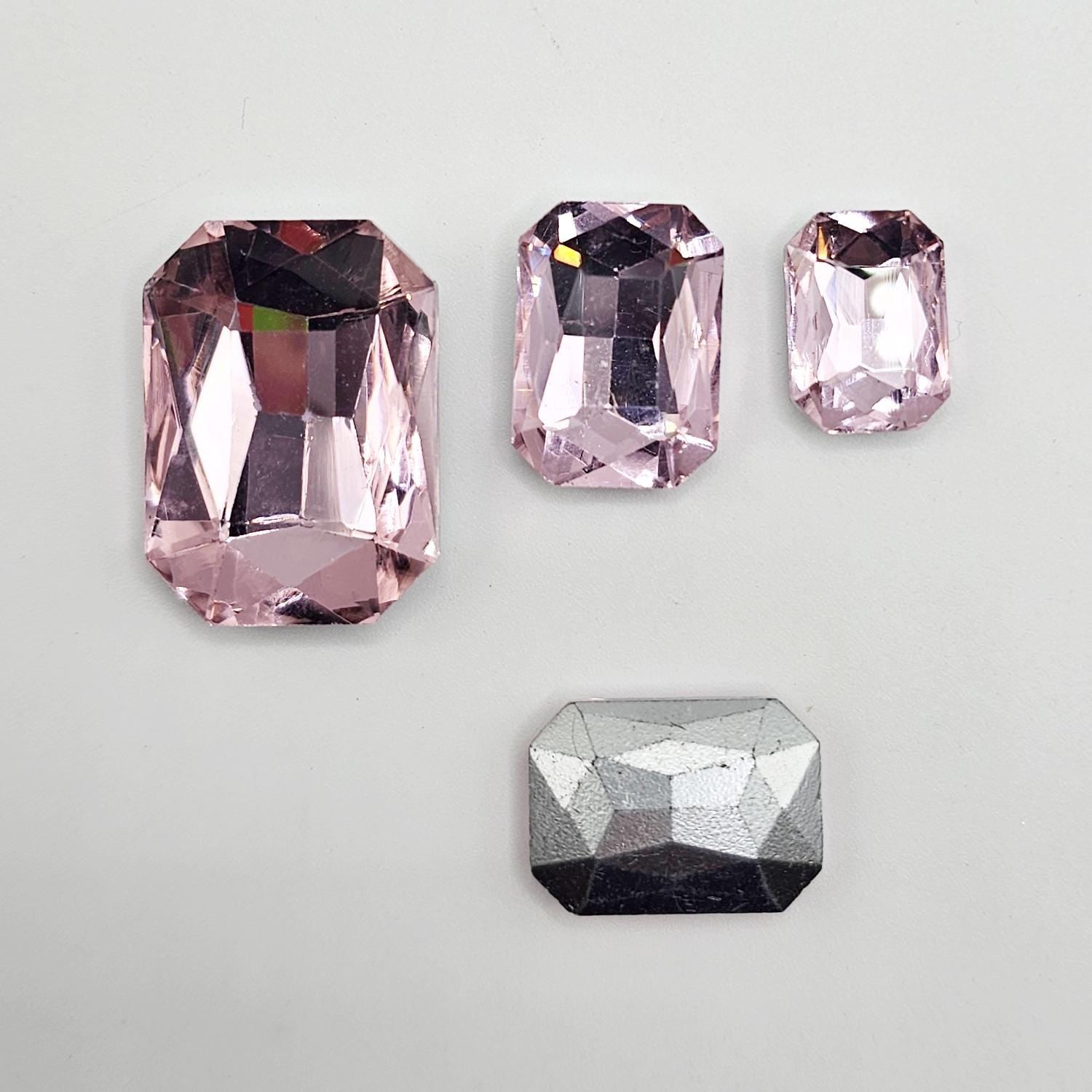 Rectangle Pointed Back Gems Jewels Pink Rhinestone 10x14mm 13x18mm 18x25mm