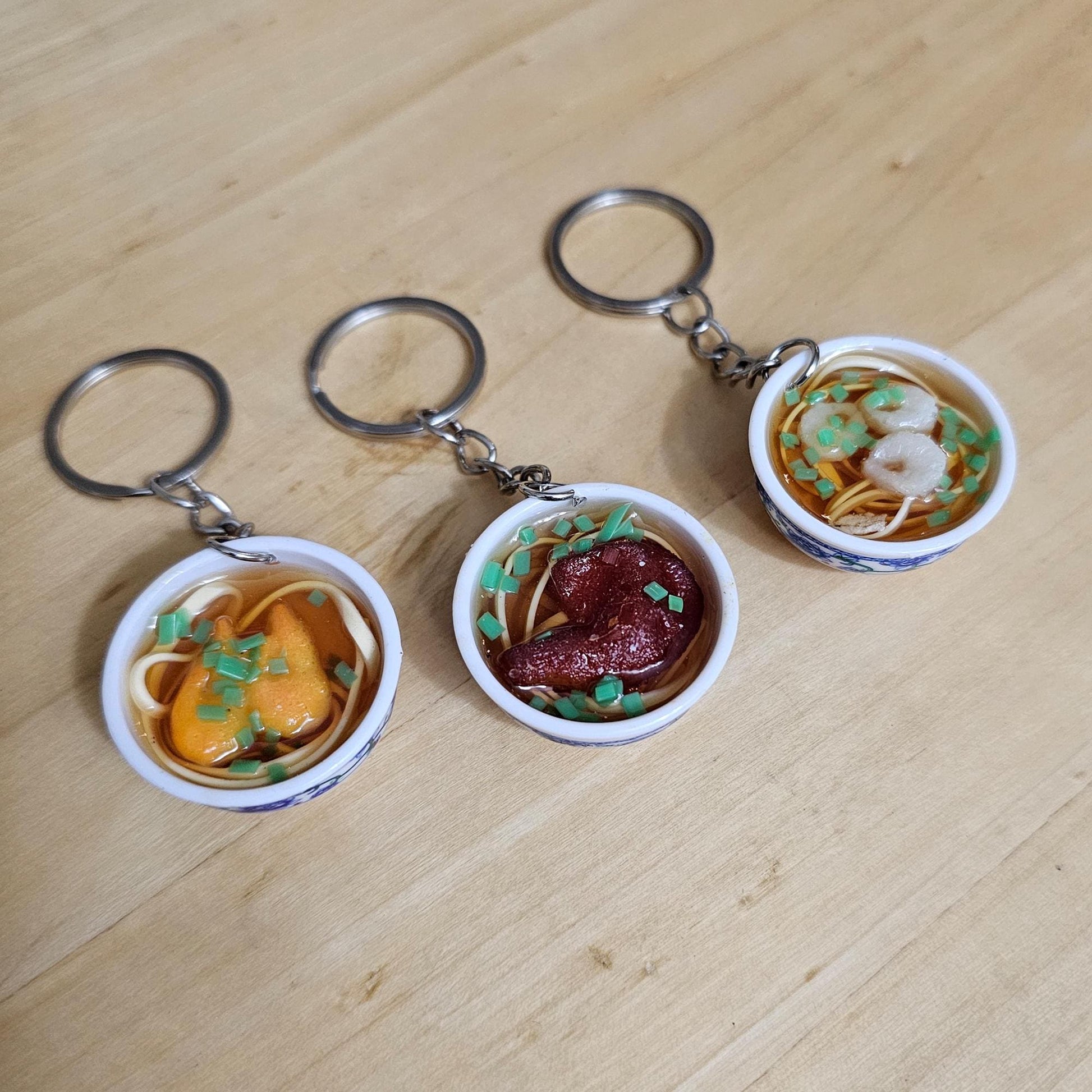 Ramen Noodle Dessert Miniature Bowl Charms Keychain Key Ring Charm