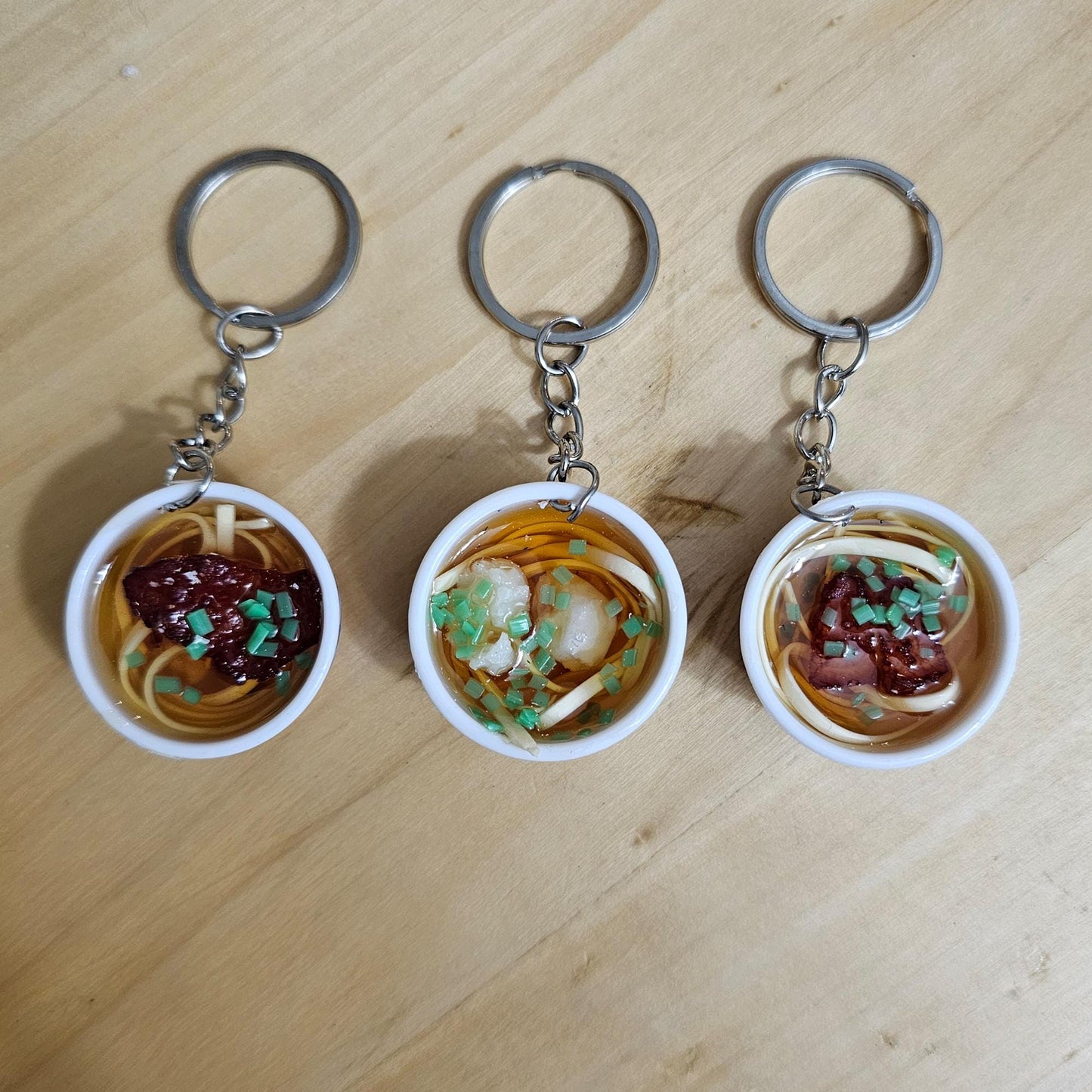 Ramen Noodle Dessert Miniature Bowl Charms Keychain Key Ring Charm