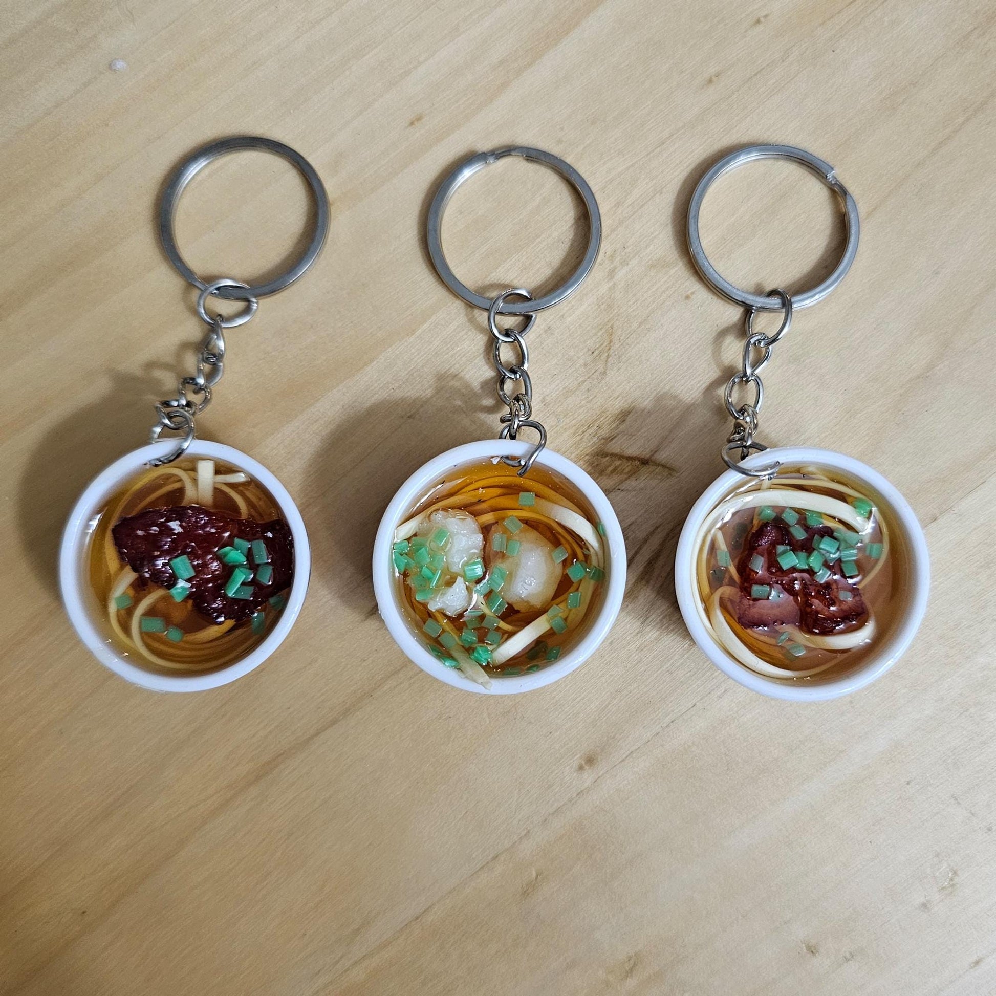 Ramen Noodle Dessert Miniature Bowl Charms Keychain Key Ring Charm