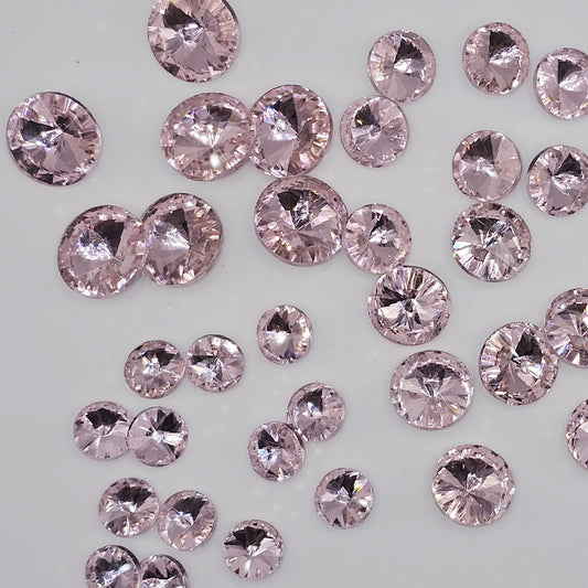 Cone Round Pointed Back Gems Jewels Pink Rhinestone 10mm 12mm 14mm 16mm
