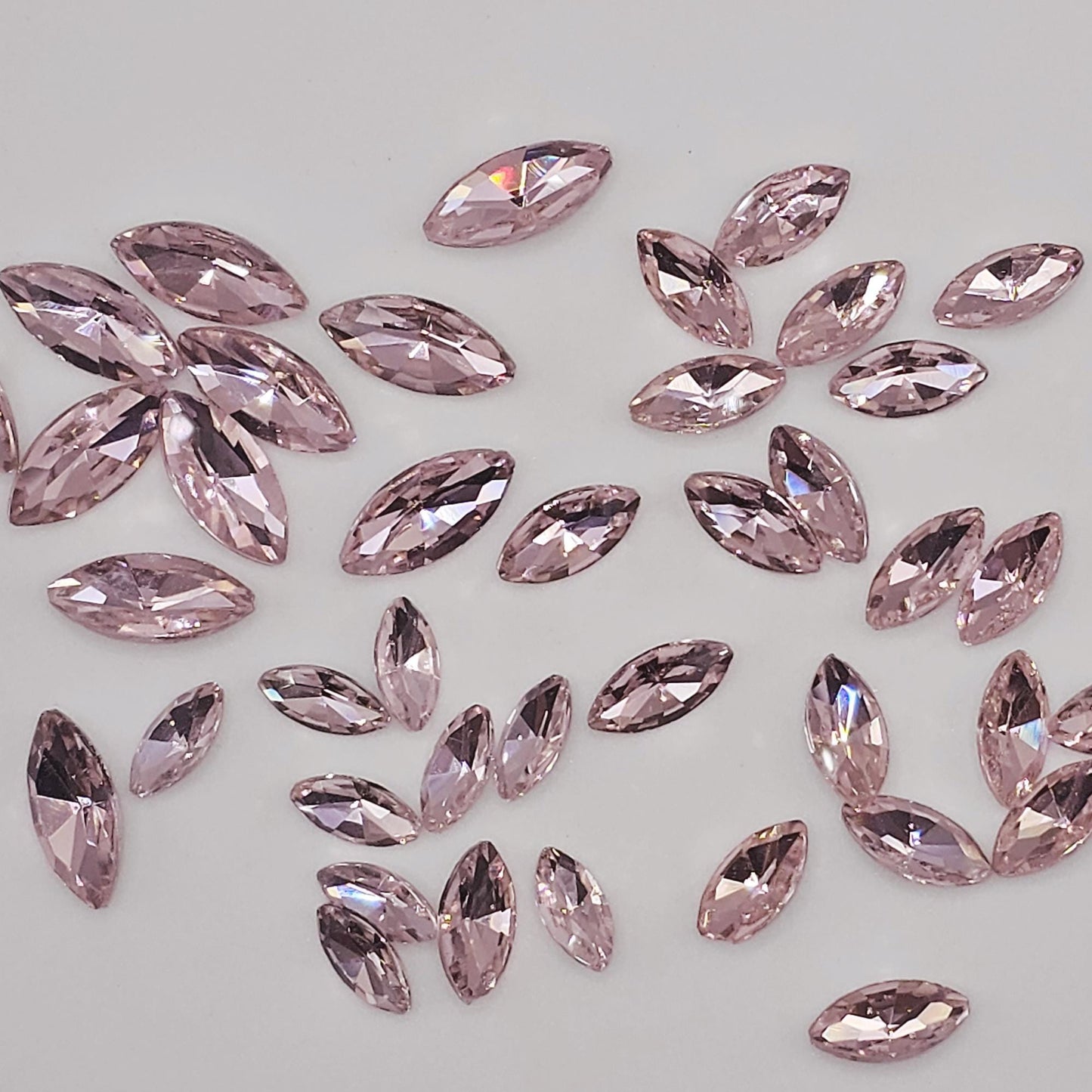 Slim Navette Pointed Back Gems Jewels Pink Rhinestone 5x10mm 6x12mm 7x15mm