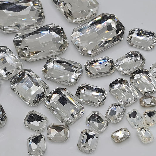 Rectangle Pointed Back Gems Jewels Crystal Clear Rhinestone 6x8mm 8x10mm 10x14mm 13x18mm 18x25mm